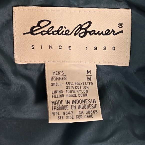 Vintage Eddie Bauer Men's Medium Vest Goose Down Puffer Quilted Size Beige Green - Picture 3 of 11